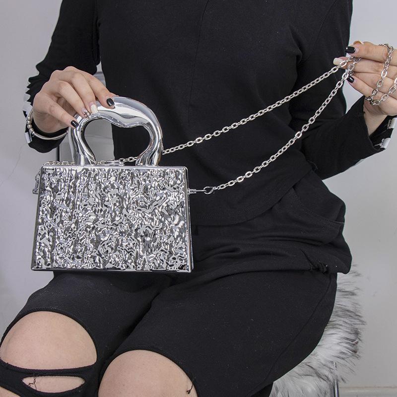 Women bags acrylic bags 2025 new European and American fashion ice crack texture women's messenger box bag