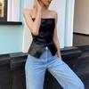 Fashion Style New Sexy PU Leather Tube Top Tops Silm Slim Looking Short Vest Sexy PU Leather Vest
