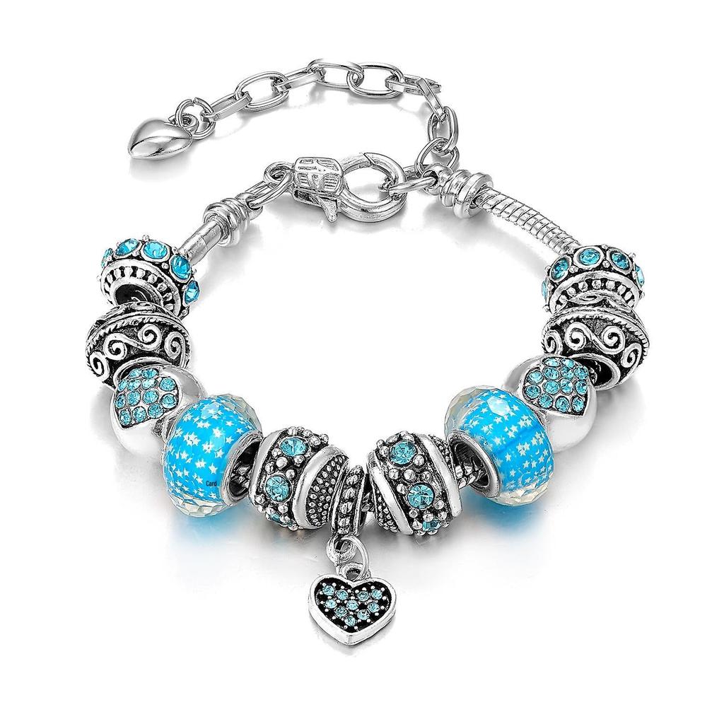 2025 Růžový křišťálový glazovaný náramek s velkým korálkem ve stylu Pandora pro ženy