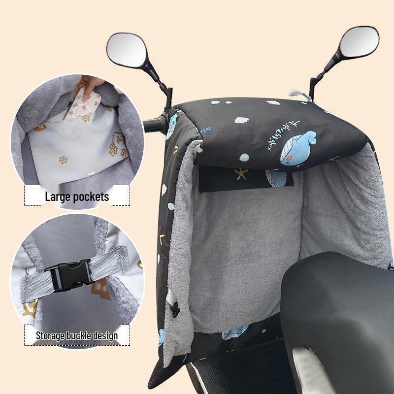 Winter Fleece-Lined Waterproof Electric Motorcycle Windshield