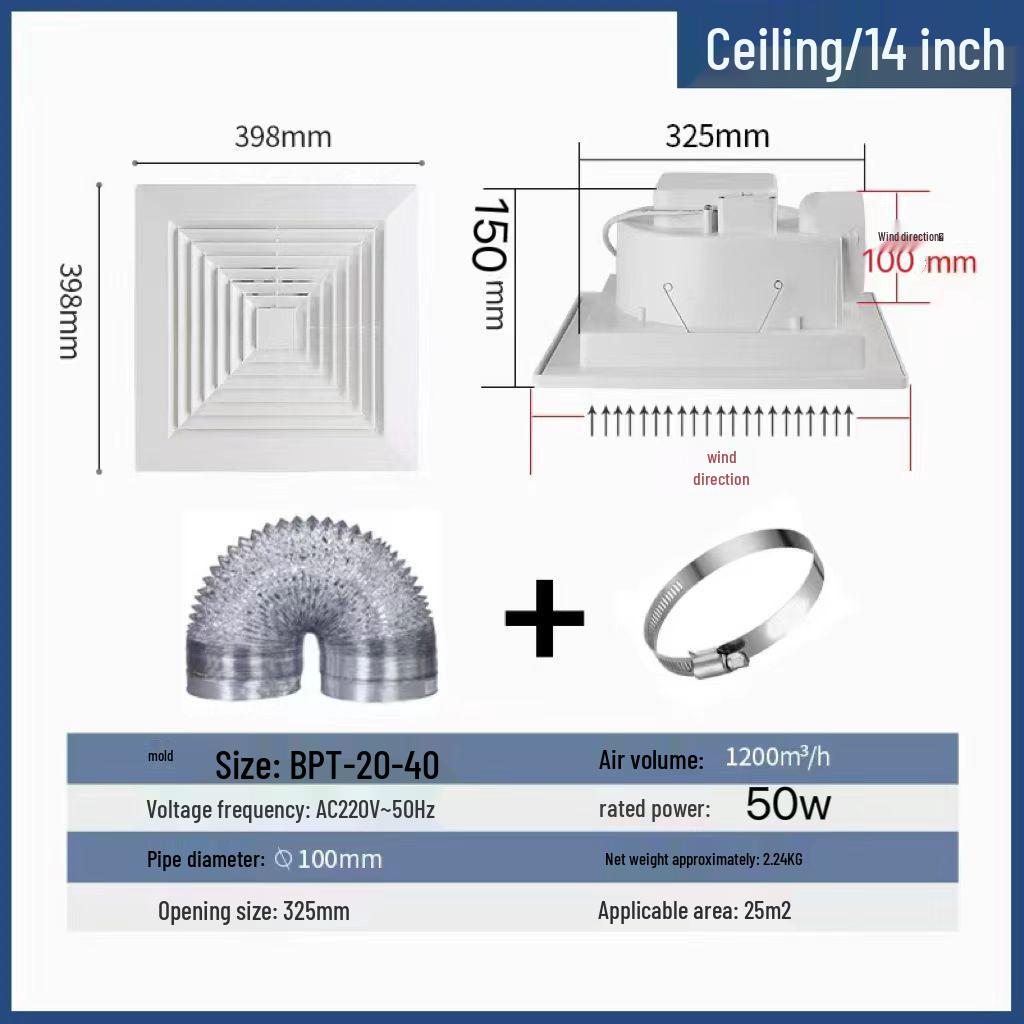 Ceiling-Mounted Silent Ventilation Fan for Kitchen and Bathroom