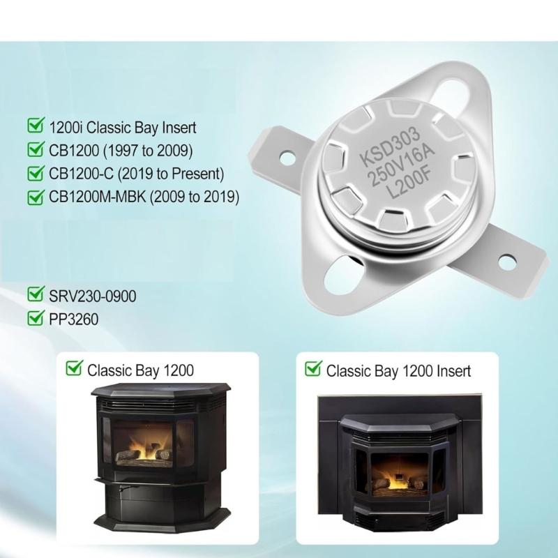 SRV230-0900 Temperature Control Switcher Safety Thermostat Switcher Auto Reset High Temp 200°F for Stove Protection Heating