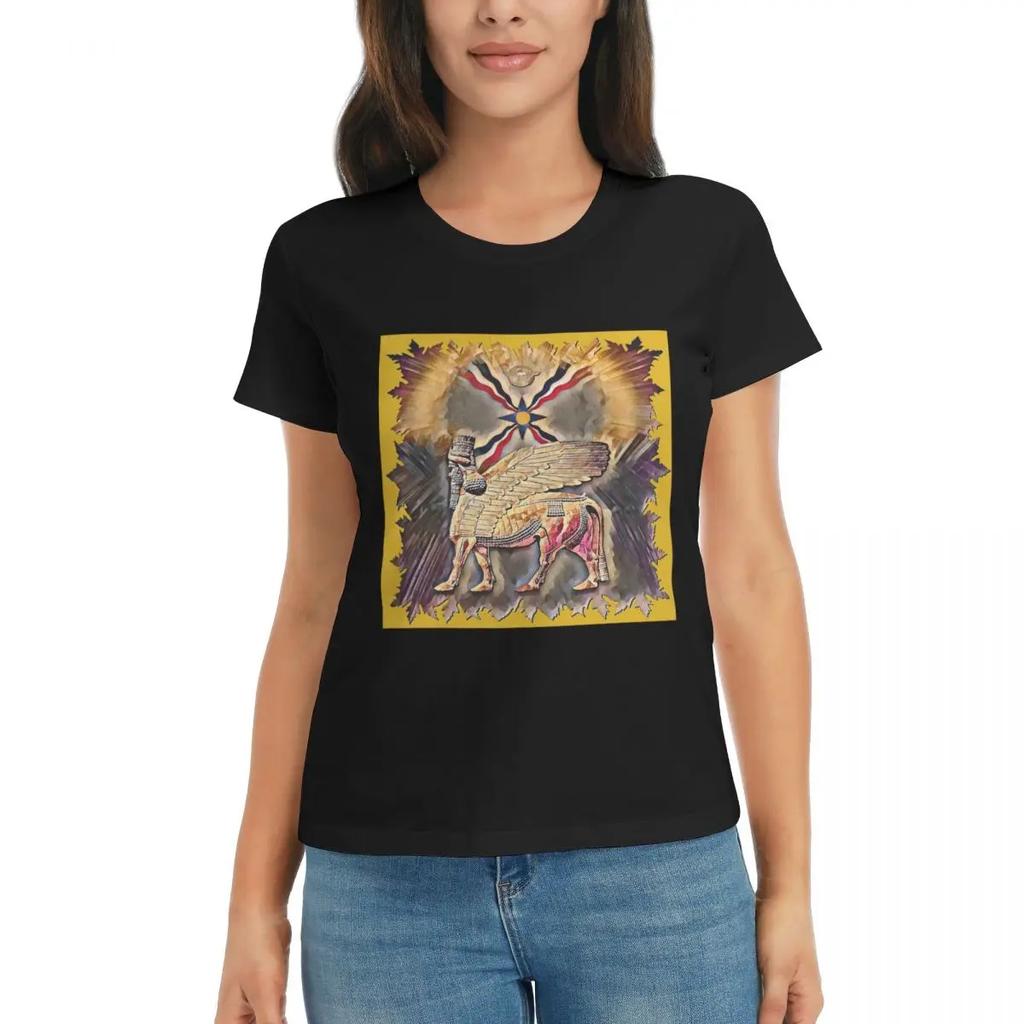 Women TShirt Luxury Assyrian Suryoyo Flag Summer Short Sleeve Tees Crew Neck Cotton T Shirts Clothes Tops Streetwear