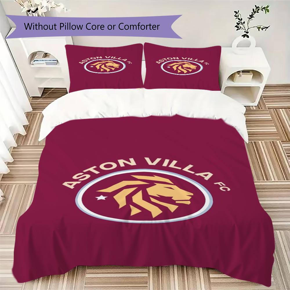 Biancheria da letto con motivo Aston Villa, Set piumone Copripiumone Federa Regalo di Compleanno per la Casa(1 * copripiumino + 2 * federa, senza nucleo)_lx