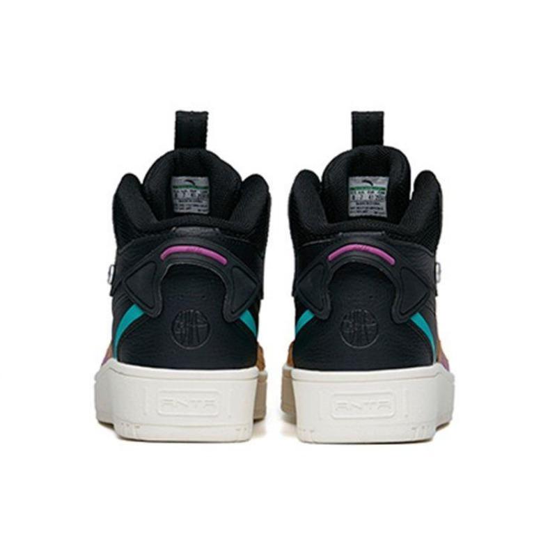 Anta Comfortable Wraparound Anti-Slip Shock Absorbing Wear-Resistant High-Top Sneakers Men Sneakers Black Green Yellow 112148013R-3