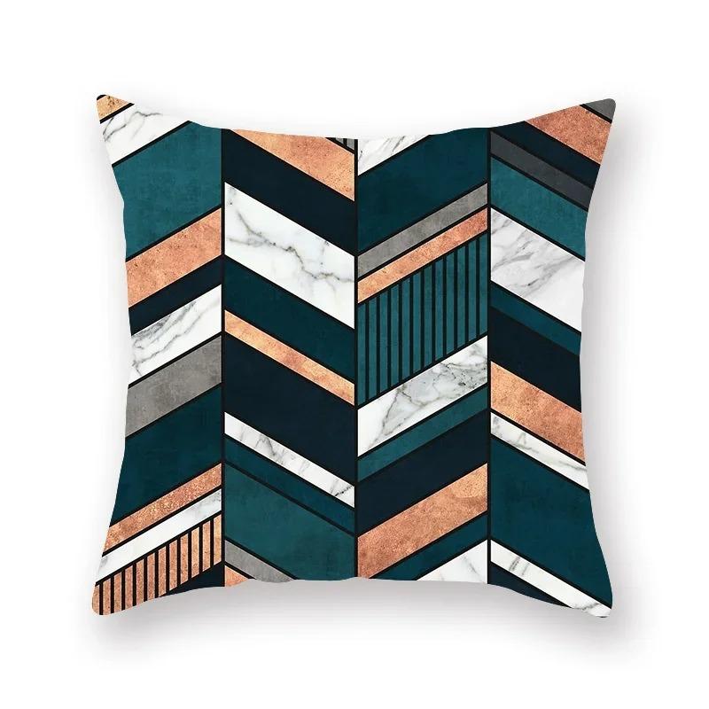 Abstract Geometric Pillowcase Flowers Leaves Teal Sofa Car Bedroom Home Decor Pillow Cushion Cover