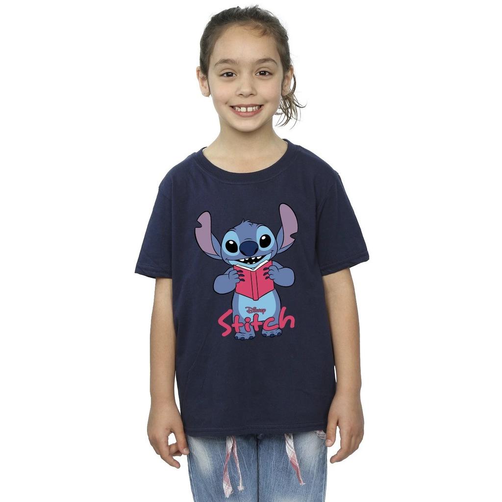 Lilo & Stitch Girls Reading Standing Cotton T-Shirt
