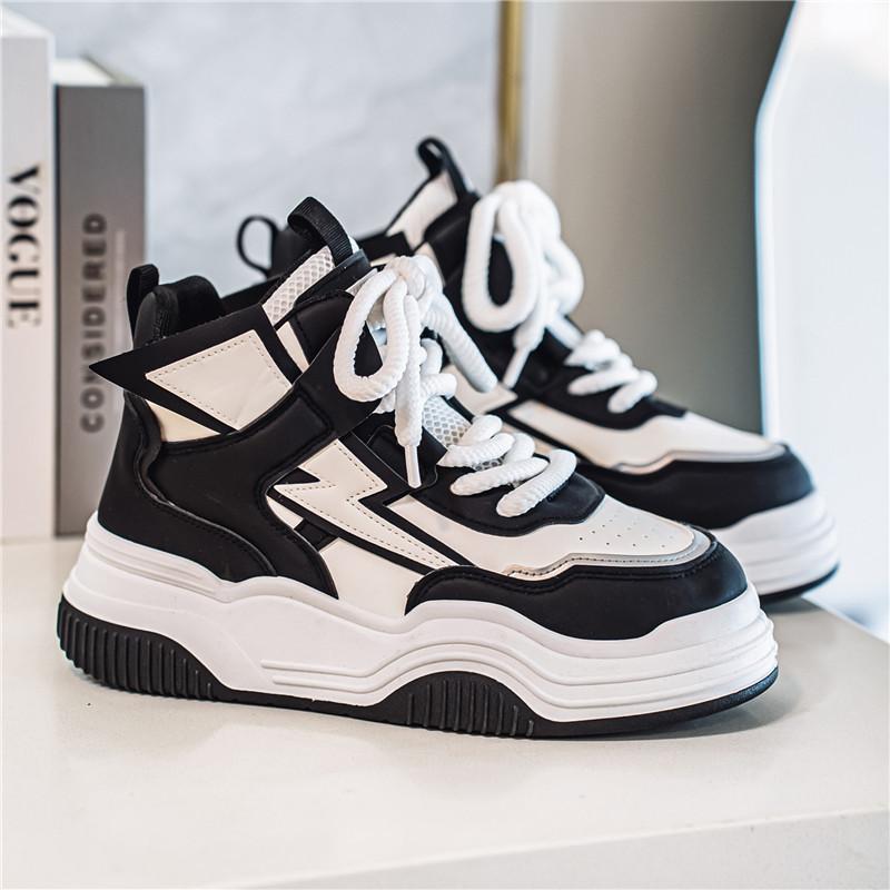 

Весенне-осенние толстоподошвенные маленькие белые туфли мужская модная универсальная сетчатая обувь для скейтборда с круглым носком и увеличивающей рост повседневная обувь для скейтборда 44 чёрный