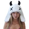 Funny Devil Horns And Rabbit Ears Soft Hat For Christmas Halloween Cosplay Costume Party