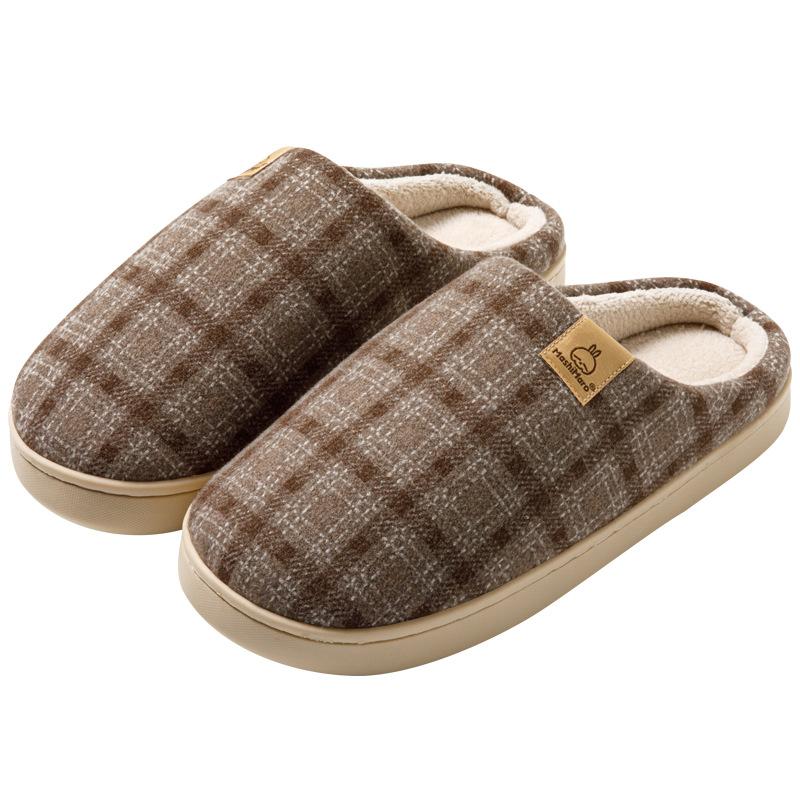 Cotton slippers non-slip women's simple new indoor home pregnant women's elderly hair autumn winter home men's slippers
