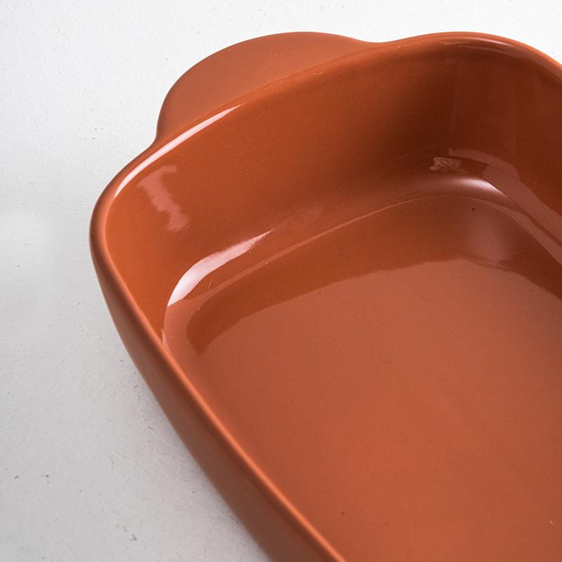 Household Ceramic Baking Plate Rectangular Oven Microwave Oven Special Cheese Baking Rice Plate Household Ears Baking Bowl