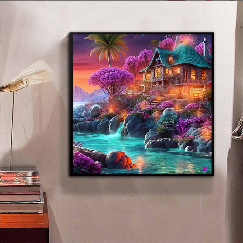 New Arrival 5D DIY Full Circle Diamond Painting "Secret Castle" Embroidery Cross Stitch Home Decor Gift