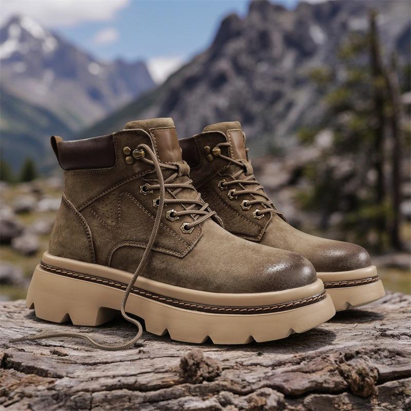 Autumn and Winter New Men's Martin Boots Thick-soled Heightening Round Head Outdoor Sports Tooling High-top Fashion Casual Men's Shoes