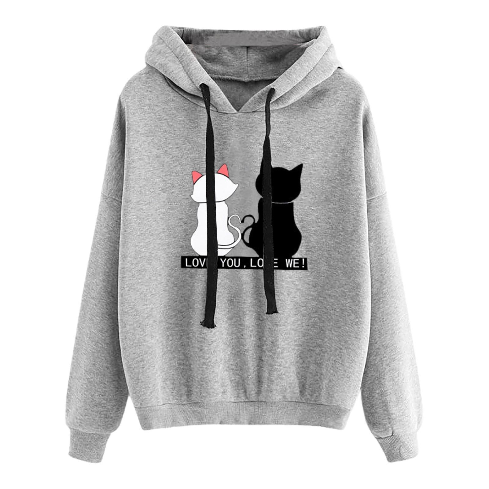 

2025 autumn and winter new casual cartoon print long-sleeved sweater European and American loose women s hoodie top M