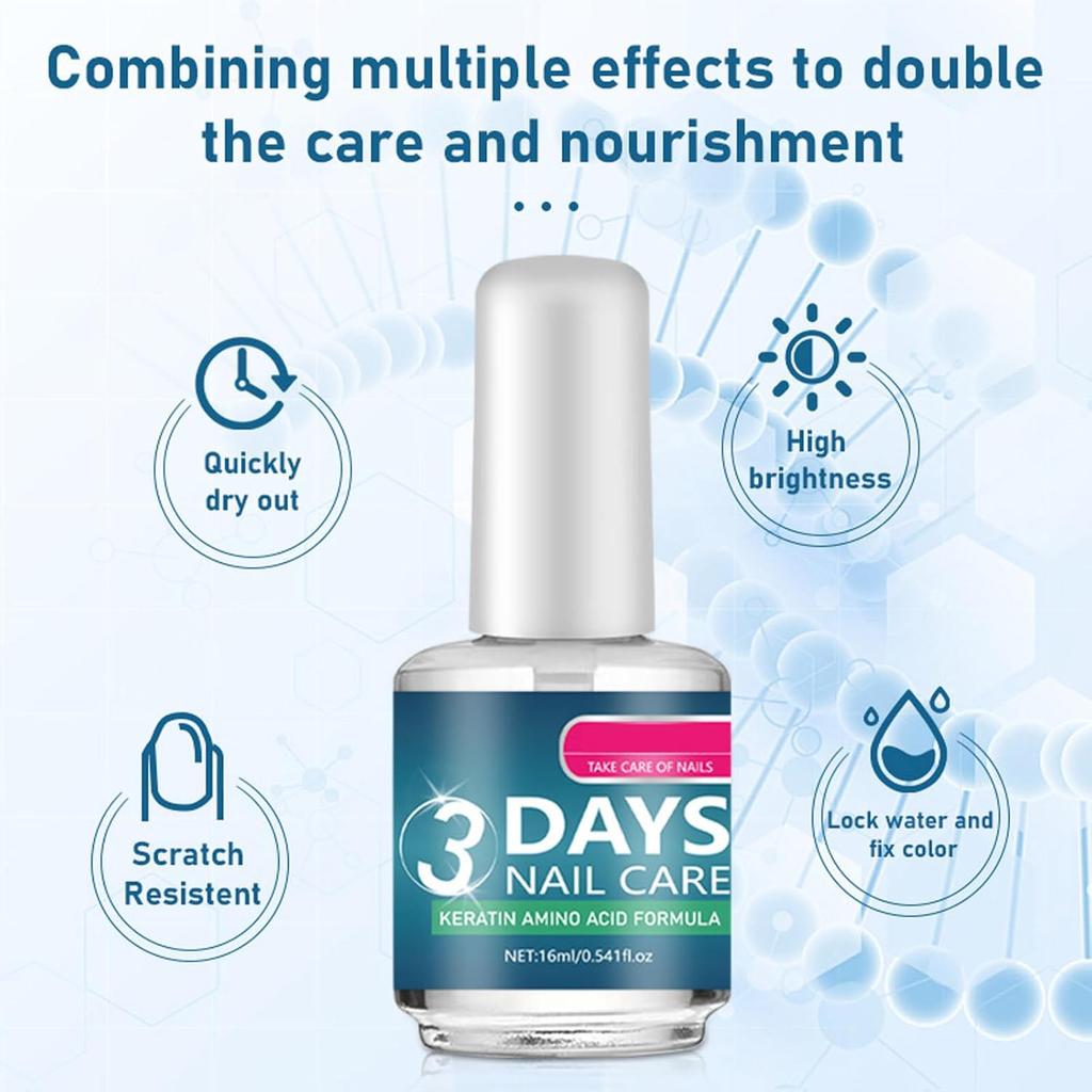 Nail Strengthener Polish, Keratin Nail Treatment for Thin Weak & Damaged Nails, Clear Nail Polish Solution Deep Moisturizer and Smoother Nail Care,