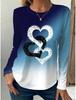 Gradient Love Graphic 3D Print Crew Neck Long Sleeve T-Shirt Fashion Womens Clothing Casual Y2k Clothes Harajuku Female Clothing