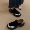 Retrostil färgmatchande matta enpedaliga latskor enkla höjande plattform enkelskor loafers dammjukt läder små läderskor