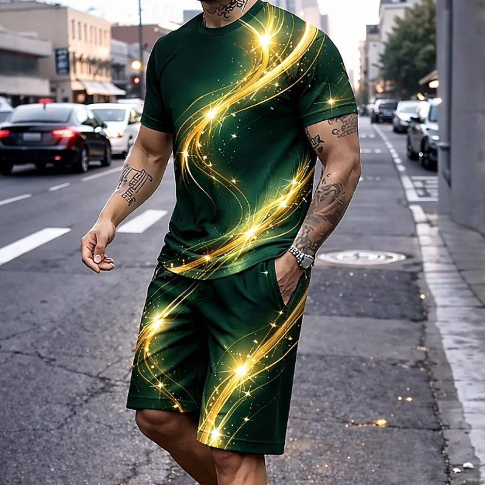 

Men s Tees sets Summer Tops Short Sleeve Short Pants Crew Neck Casual Daily Vacation Sport Going out Summer S