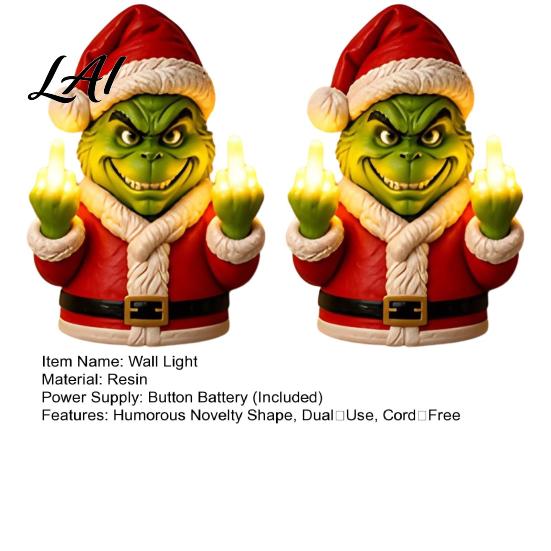 Funny Gesture Bedroom Decor Christmas LED Finger Lighted Middle Wall Decor Sculpture Humorous Home Decorations Battery Operated Holiday Decoration