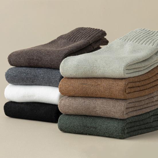 Women's Solid Mid-calf Socks Fall Cozy Soft Fuzzy Crew Socks Thermal Warm Winter Thick Boot Socks for Cold Weather