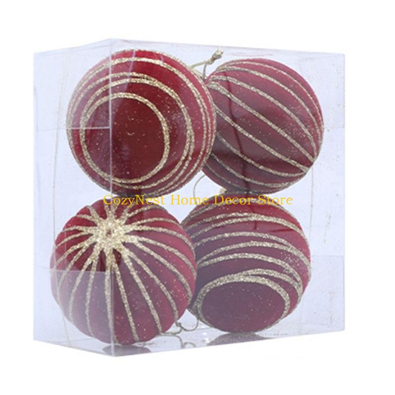 92MF 1 Box Flocking Ball Christmas Tree Decorations Multi Color Holiday Ornaments For Festival Home Party Decoration