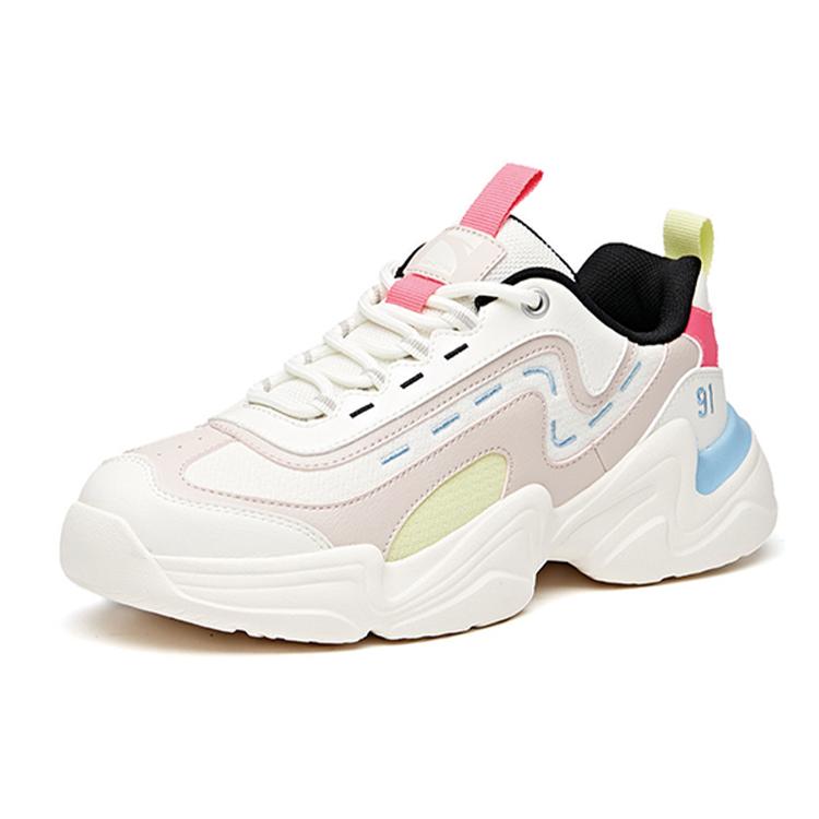 New Anta Life Collection Cushioning Anti-Slip And Wear-Resistant Low-Top Chunky Sneakers Women's White Black Pink 92938862-9