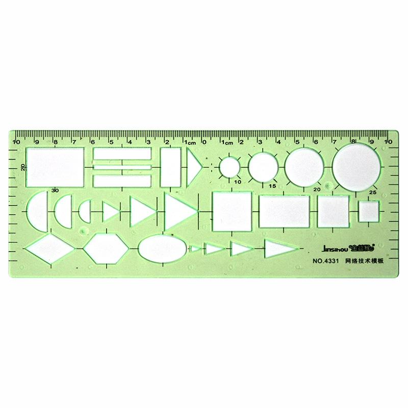 Jinsihou Durable Green Round Oval Geometry Template Ruler for Architectural Drawing and Furniture Design Resin Measuring Ruler