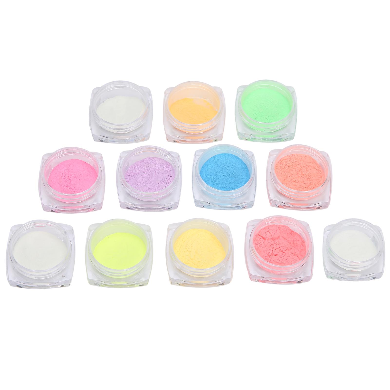 

12 шт. DIY Блеск для ногтей Флуоресцентная пудра для дизайна ногтей Светящаяся пудра Типсы Украшения