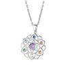 Seven Chakra Lotus Gemstone Necklace for Women Niche spiritual retro hollow flower pendant