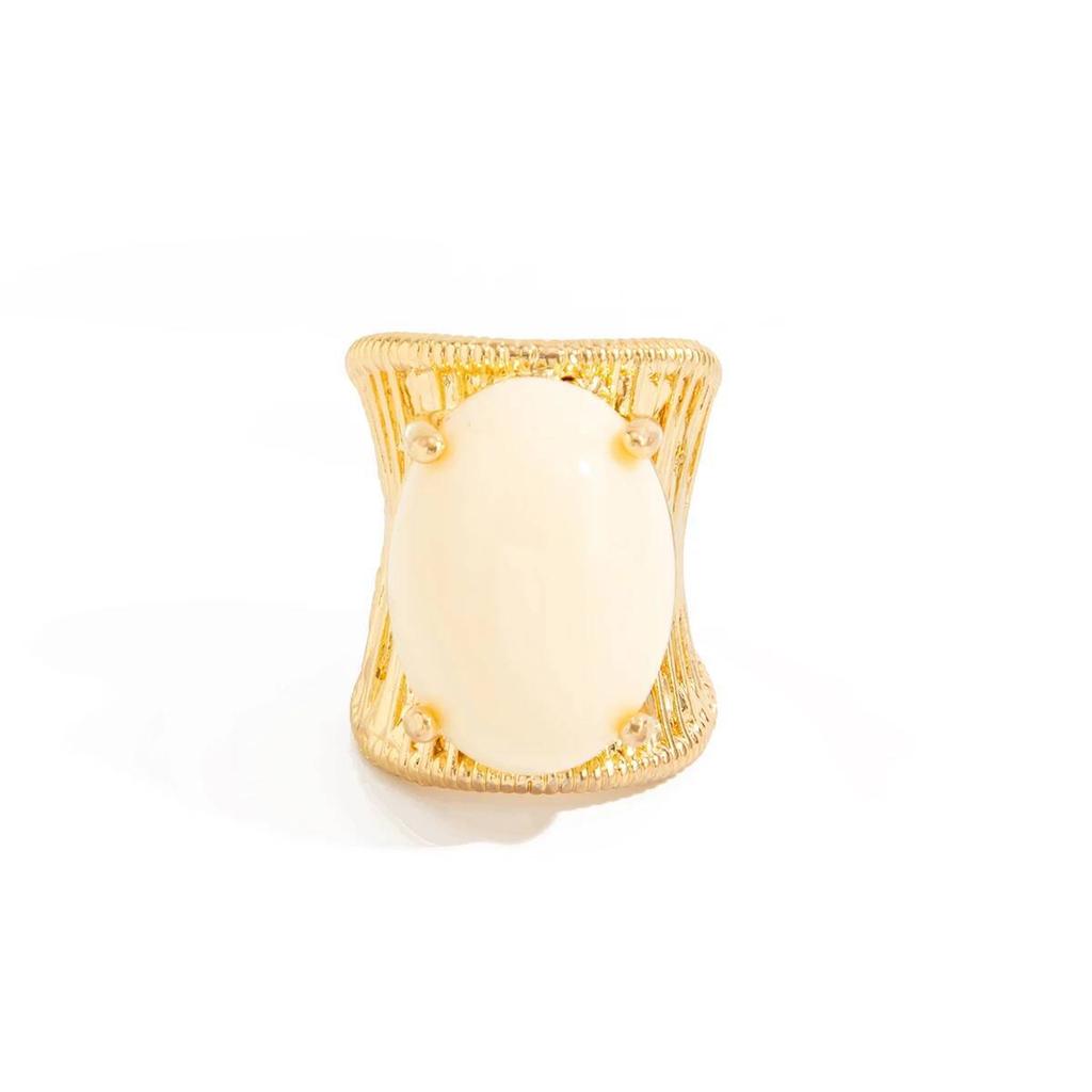 SHIXIN 5 Colors Luxury Elliptical Acrylic Chunky Open Rings for Women Vintage Geometric Golden Adjustable Wide Knuckle Ring Gift