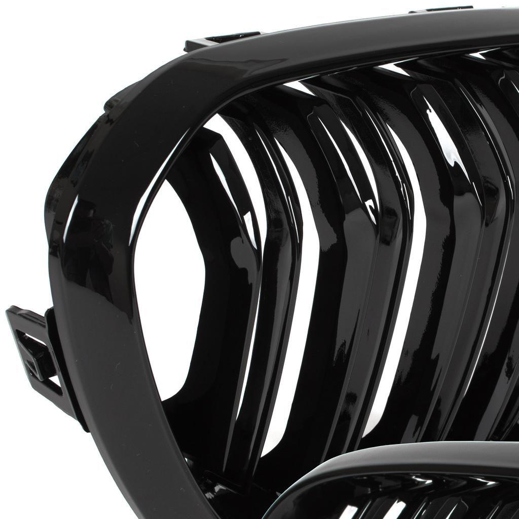 BMW 1 F21 15-18 grilles between the headlights (kidneys) left + right set BLACK GLOSSY DOUBLE BAR