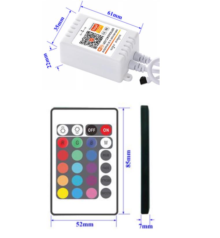 24-Key Dual-Mode WiFi RGB Music LED Controller with TUYA Smart Voice Feature
