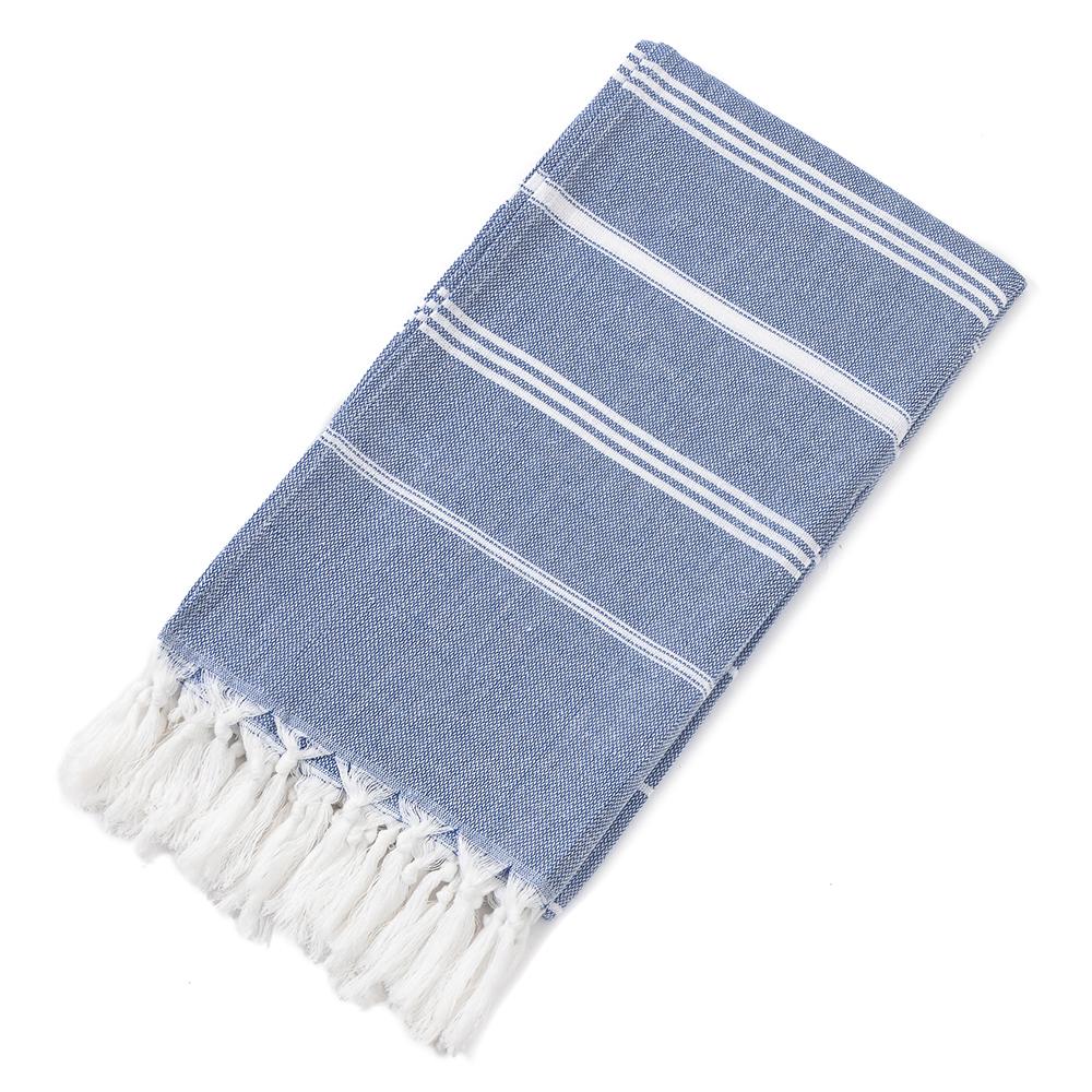 Customized 100% Cotton Turkish Beach Towel Soft Yarn-Dyed Jacquard Fringed Striped Pattern All-Season Ventilated for Bath Use