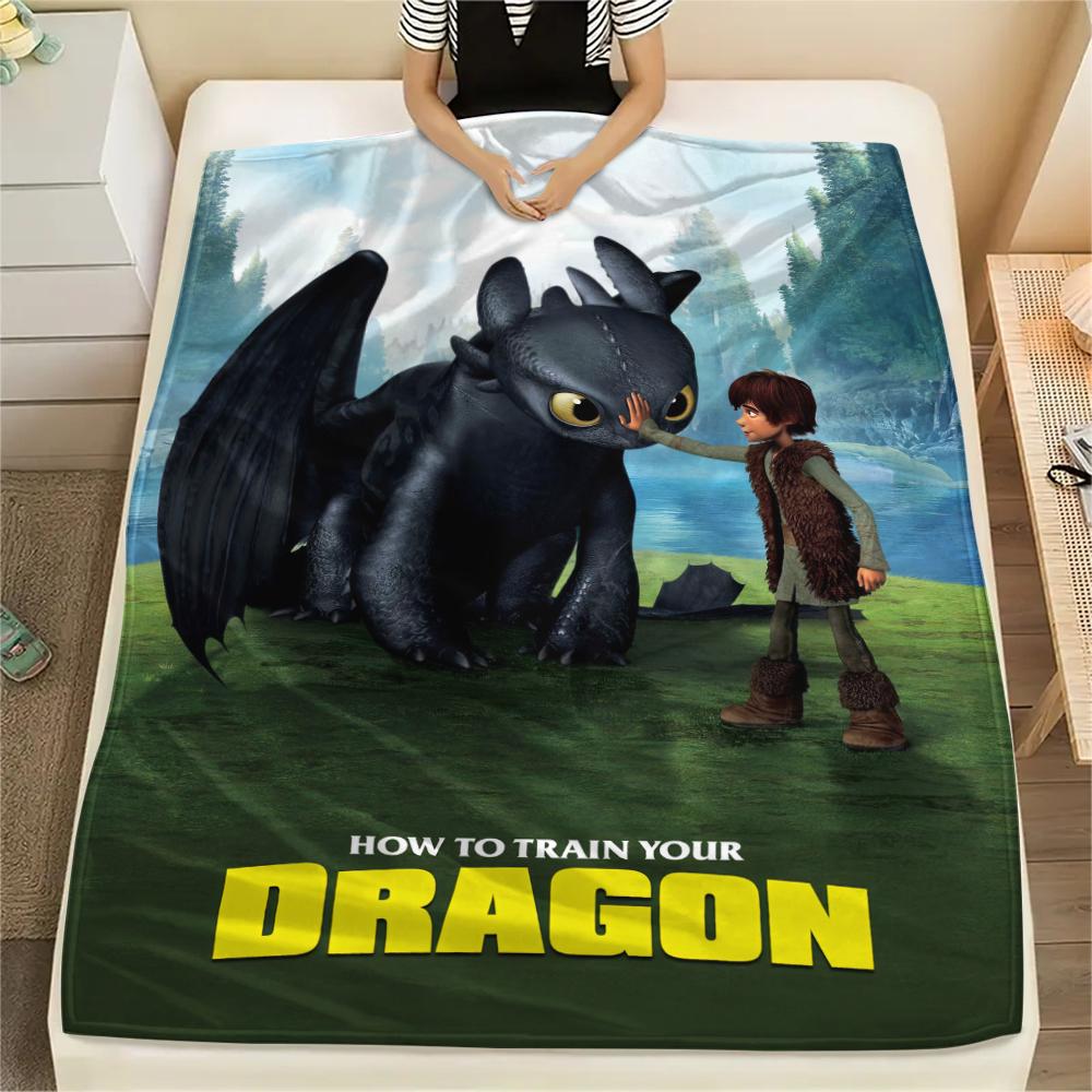 How To Train Your Dragon Hiccup & Toothless Flannel Blanket, High Quality Comfortable for All Seasons, Home Decor, Warmth and Comfort for Gifts.