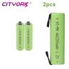 Cityork Batería recargable AA de 1,2 V, celda NiMH de 2200 mAh con lengüetas de soldadura para afeitadora eléctrica casera, afeitadora Braun, cepillo de dientes Philips