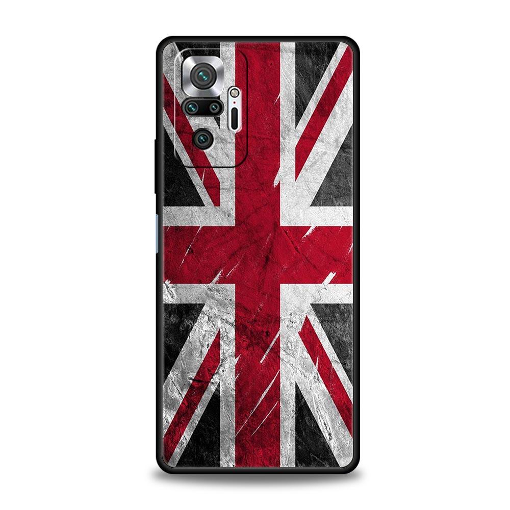 England UK Flags Phone Case For Xiaomi Redmi Note 14 13 5G 10 11 12 Pro Plus 4G 14C 13C 12C 10C Black Cover