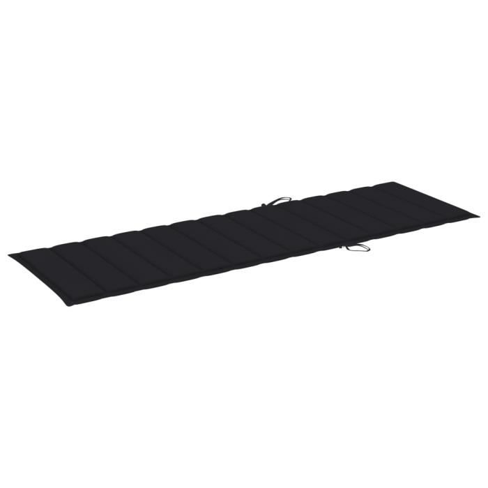Chaise longue de jardin - vidaXL - Bois d'acacia solide - Gris - Noir - 200 x 68 x 30/86 cm