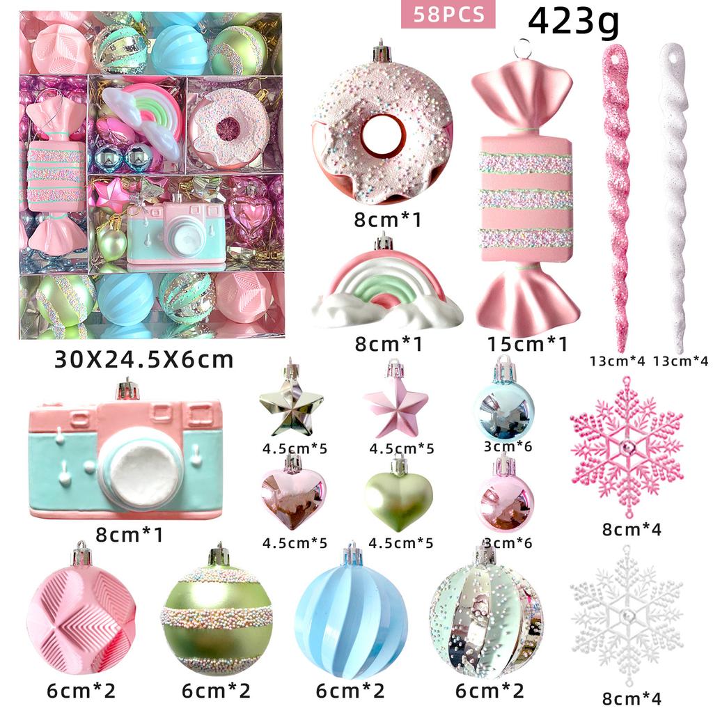 Christmas Macaron Christmas Ball Set Opposite Sex Candy Series Painted Plastic Ball Christmas Tree Ornament