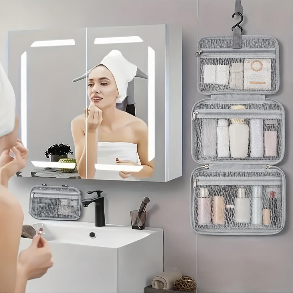 Four-fold Multi-compartment Hanging Storage Bag, Large Capacity for Organizing Cosmetics, Skincare Products, and Makeup Tools