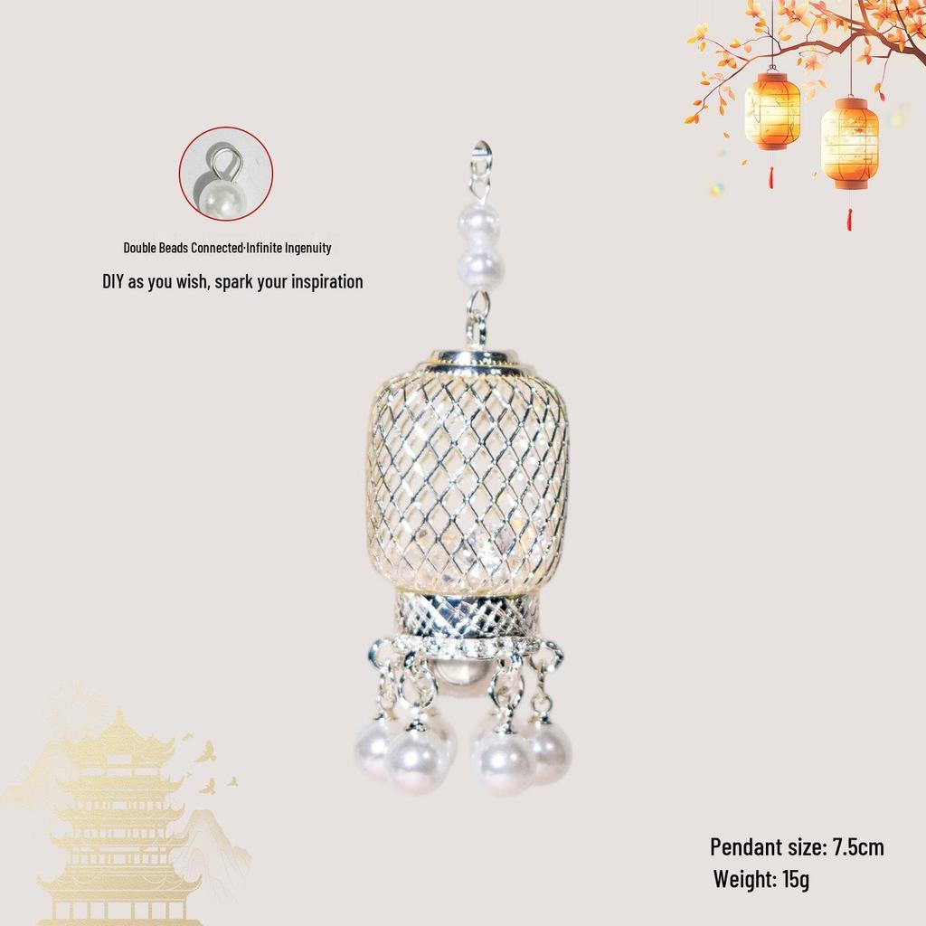 Luminous DIY Palace Lantern Fan Pendant Magnet Keychain Ornament - Ancient Style Accessory