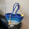 Large-capacity Contrasting Color Bag Women's New Casual Woven Bag Summer Versatile Seaside Vacation Beach Bag