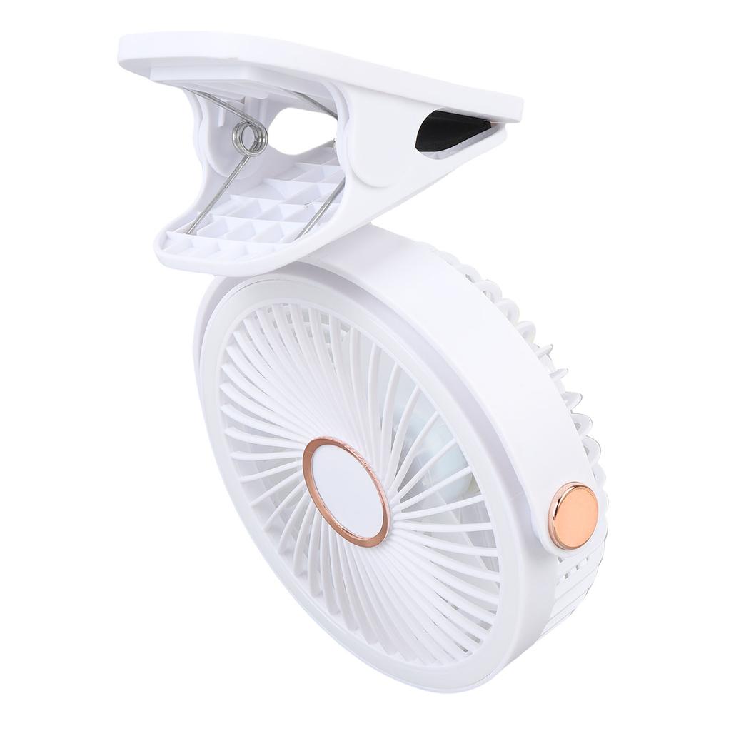 Small Desk Fan with Clamp 5 Speed Settings 3 Brightness Levels 720 Degree Rotation Rechargeable Office Desk Fan Light