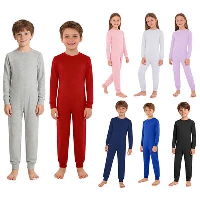 Unisex Kinderen Speciale Behoeften Adaptieve Kleding Ronde Hals Lange Mouwen Achterkant Onzichtbare Rits Eendelig Katoenen Jumpsuit Makkelijke Dagelijkse Kleding