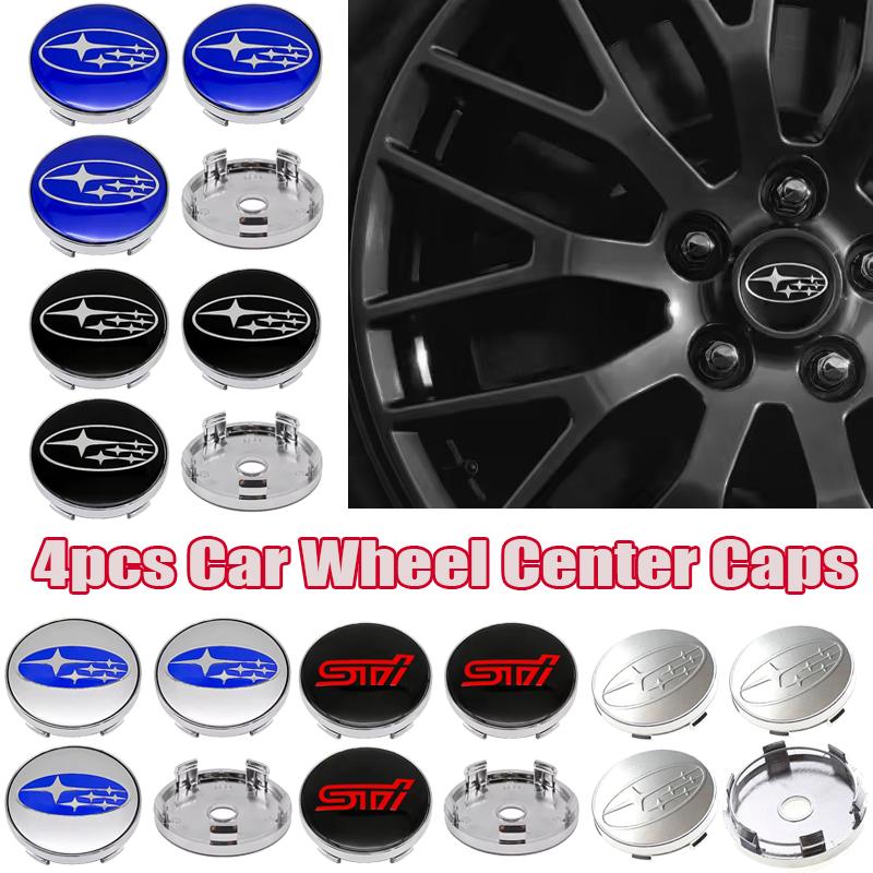 4pcs 60mm Car Wheel Center Caps for Subaru WRX BRZ DRL XV STI Outback Forester Impreza Tribeca Auto Wheel Hub Cover Decoration wr3