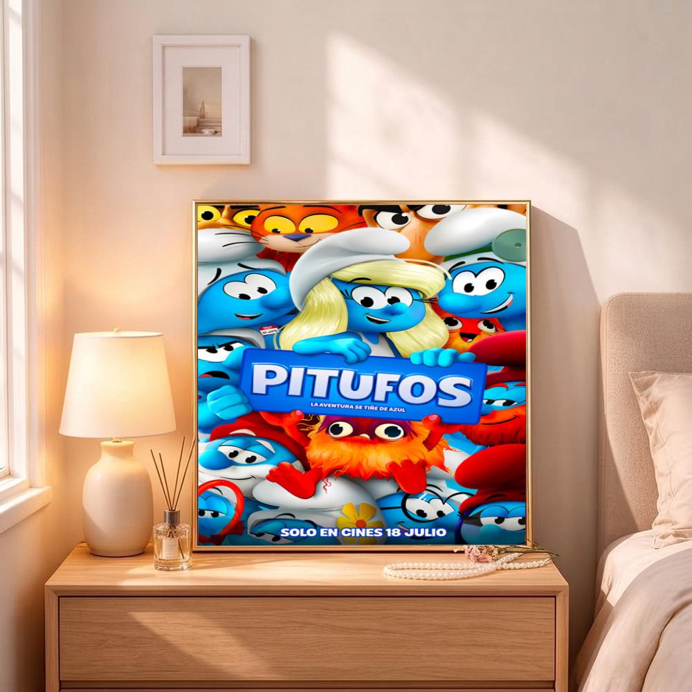Smurfs Movie Poster 5D Diamond Painting Round Diamond Rhinestones Mosaic Diamond Embroidery Wall Paintings Rhinestones Gift Frameless