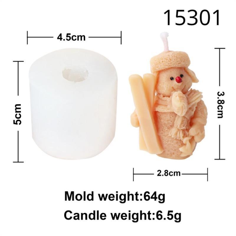 NEW Scarf Ski Snowman Silicone Candle Mold 3D Santa Claus Plaster Soap Making Christmas Party Cake Decor Ornament Gifts 1pcs