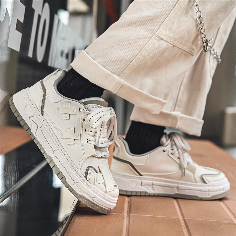 Guochao Patch Shoes 2024 Autumn New Fashion Versatile Thick Baseplate Shoes Classic Bread Casual Sports Men's Shoes