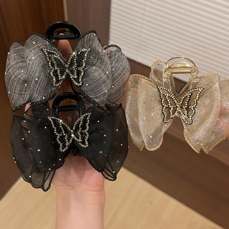 Rhinestone Butterfly Hair Clips Women Temperament Elegant Mesh Hair Clip Fashion Hair Accessories Girl Styling Hairpin Headdre