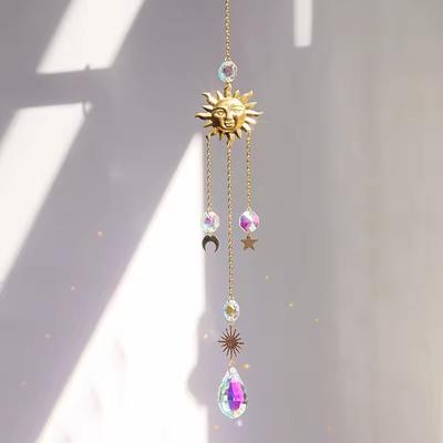 Modern Minimalist Small Ornament Balcony Garden Home Pendant Sun Catcher Bedroom Rainbow Stone Wind Chime