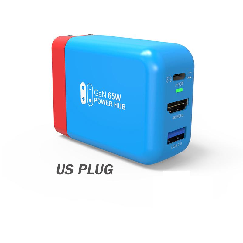 Док-станция Switch для Nintendo Switch GaN, быстрое зарядное устройство, портативная док-станция для телевизора, 4K, HDMI-совместимая для ноутбуков, iPad, телефонов синий